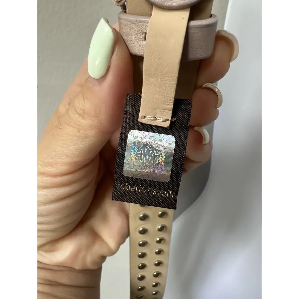 Roberto Cavalli Girl’s Beige Leather Logo Buckle Belt size 18 (4-6 years old)